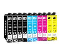 Jhaan 18XL Cartucho de Tinta Compatible para Epson 18XL Multipack para Epson XP 205 Cartuchos para XP-322 XP-215 XP-225 XP-305 XP-315 XP-325 XP-422 XP-405 XP-415 XP-425 XP-102 (10-Pack)