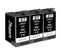 Jhaan 27XL Cartucho de Tinta Compatible para Epson 27XL 27 XL para Workforce WF-3620 WF-3640 WF-7210 WF-7610 WF-7620 WF-7710 WF-7715 WF-7720 WF-3620DWF (3 Negro)