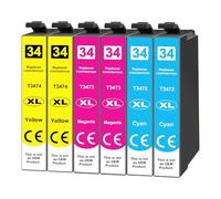 Jhaan 34XL Multipack (2 cian, 2 magenta, 2 amarillo)