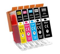 Jhaan 550XL 551XL Cartucho de Tinta Compatible para Canon PGI-550XL 551 XL para Canon iX6850 iP7250 iP8750 MX725 MX925 MG5450 MG5550 MG5650 MG6350 MG6450 MG6650 MG7150 MG7550 (5 Pack)