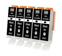 Jhaan Cartucho de Tinta Compatibles para Canon PGI-520 para Pixma IP3600 IP4600 IP4600X IP4700 MP540 MP550 MP560 MP620 MP630 MP640 MP640R MP980 MP990 MX860 MX870 (5X Negro)