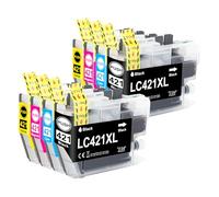 Jhaan LC421XL Cartuchos compatibles con Brother LC421 XL con Brother MFC-J1010DW DCP-J1050DW DCP-J1140DW DCP-J1800DW Impresora (LC421 negro, LC421 cian, LC421 magenta, LC421 amarillo, paquete de 8