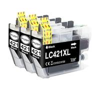 Jhaan LC421XL Cartuchos de impresora compatibles con Brother LC421 con Brother DCP-J1050DW DCP-J1800DW MFC-J1010DW DCP-J1140DW Impresora (LC421 negro, 3 unidades)