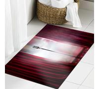 JHAOUNUK Alfombra de baño suave, 60 x 90 cm, con micrófono frente a la cortina roja en un escenario vacío después del concierto, antideslizante, lavable, alfombra de baño mullida, absorbente