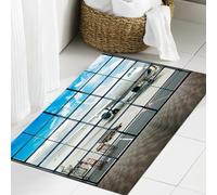 JHAOUNUK Alfombra de baño suave, 60 x 90 cm, diseño moderno del aeropuerto de China, Shanghai, con avión Big Jet, Wanderlust, antideslizante, lavable, alfombra de baño mullida, absorbente