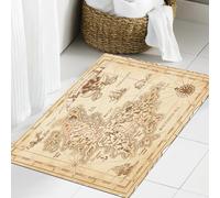 JHAOUNUK Alfombra de baño suave, 60 x 90 cm, tarjeta tesoros, papel, pergamino, piratas, tesoros, vector, náutica, antideslizante, lavable, alfombra de baño, alfombra de baño mullida, absorbente