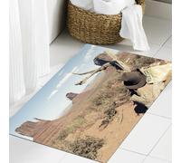 JHAOUNUK Alfombrilla de Baño Absorbente Antideslizante Lavable,Alfombra de Ducha con Respaldo de Goma para Baño,Bañera,Western, Sombrero de Vaquero sobre una Rama de árbol Seca y Cartel de Se,50x80cm