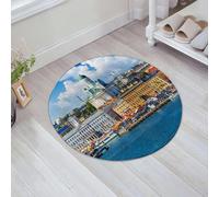 JHAOUNUK Alfombrilla de Baño Absorbente Antideslizante Lavable,Alfombra de Ducha con Respaldo de Goma para Baño,Bañera,Panorámica Estival de la Plaza del Mercado (Kauppatori) en el Muelle del,60x60cm