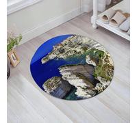 JHAOUNUK Alfombrilla de Baño Absorbente Antideslizante Lavable,Alfombra de Ducha con Respaldo de Goma para Baño,Bañera,Wanderlust Set, Ciudad de Binifacio en Les Rochers, Costa de Córcega, Aca,60x60cm
