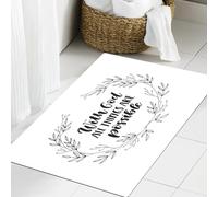 JHAOUNUK Alfombrilla de Baño Absorbente Antideslizante Lavable,Alfombra de Ducha con Respaldo de Goma para Baño,Bañera,Cartel religioso dibujado a mano en vector: con Dios todo es posible. Ilu,50x80cm