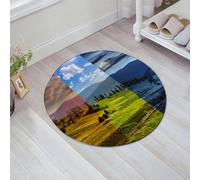 JHAOUNUK Alfombrilla de Baño Absorbente Antideslizante Lavable,Alfombra de Ducha con Respaldo de Goma para Baño,Bañera,Collage diurno y nocturno de un paisaje compuesto con un estrecho sendero,60x60cm