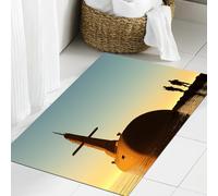 JHAOUNUK Alfombrilla de Baño Absorbente Antideslizante Lavable,Alfombra de Ducha con Respaldo de Goma para Baño,Bañera,Guerra, submarino bajo el cielo nocturno con soldados, transporte nuclear,50x80cm