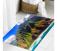 JHAOUNUK Alfombrilla de Baño Absorbente Antideslizante Lavable,Alfombra de Ducha con Respaldo de Goma para Baño,Bañera,Vista aérea de la Espectacular Costa de Na Pali, Kauai, Hawái,50x80cm