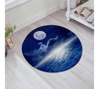 JHAOUNUK Alfombrilla de Baño Absorbente Antideslizante Lavable,Alfombra de Ducha con Respaldo de Goma para Baño,Bañera,Luna llena en el cielo nocturno con estrellas fugaces y un horizonte mist,60x60cm