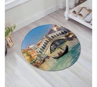 JHAOUNUK Alfombrilla de Baño Absorbente Antideslizante Lavable,Alfombra de Ducha con Respaldo de Goma para Baño,Bañera,Góndola Cerca del Puente de Rialto en Venecia, Italia,60x60cm