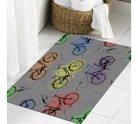 JHAOUNUK Alfombrilla de Baño Absorbente Antideslizante Lavable,Alfombra de Ducha con Respaldo de Goma para Baño,Bañera,Patrón abstracto sin costuras para textiles con bicicletas sobre spray mu,50x80cm