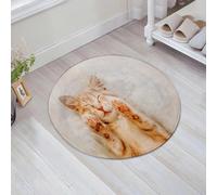 JHAOUNUK Alfombrilla de Baño Absorbente Antideslizante Lavable,Alfombra de Ducha con Respaldo de Goma para Baño,Bañera,Lindo gatito rojo durmiendo boca arriba y sonriendo con las patas hacia a,60x60cm