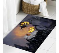 JHAOUNUK Alfombrilla de Baño Absorbente Antideslizante Lavable,Alfombra de Ducha con Respaldo de Goma para Baño,Bañera,Los niños Tienen pesadillas en la Noche de Halloween.Pintura Digital,60x90cm
