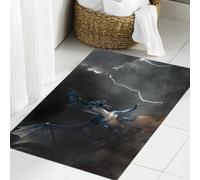 JHAOUNUK Alfombrilla de Baño Absorbente Antideslizante Lavable,Alfombra de Ducha con Respaldo de Goma para Baño,Bañera,Un dragón azul, una bestia de mitos y leyendas. Escamoso y serpenteante c,50x80cm