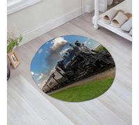 JHAOUNUK Alfombrilla de Baño Absorbente Antideslizante Lavable,Alfombra de Ducha con Respaldo de Goma para Baño,Bañera,Imagen de locomotora negra antigua con motor de vapor en un paisaje rural,60x60cm
