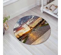 JHAOUNUK Alfombrilla de Baño Absorbente Antideslizante Lavable,Alfombra de Ducha con Respaldo de Goma para Baño,Bañera,Conjunto de la Torre Eiffel, monumento parisino Amanecer con nubes en Hor,60x60cm