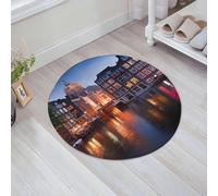 JHAOUNUK Alfombrilla de Baño Absorbente Antideslizante Lavable,Alfombra de Ducha con Respaldo de Goma para Baño,Bañera,Fotografía nocturna de Wanderlust del edificio neorrenacentista de Ámster,60x60cm