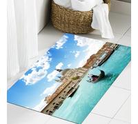 JHAOUNUK Alfombrilla de Baño Absorbente Antideslizante Lavable,Alfombra de Ducha con Respaldo de Goma para Baño,Bañera,Venedig, Basilika Santa Maria Della Salute am Canal Grande Luftbild Dekor,50x80cm