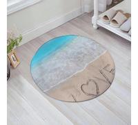 JHAOUNUK Alfombrilla de Baño Absorbente Antideslizante Lavable,Alfombra de Ducha con Respaldo de Goma para Baño,Bañera,Amor Escrito en una Playa Tropical (2),60x60cm