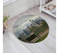 JHAOUNUK Alfombrilla de Baño Absorbente Antideslizante Lavable,Alfombra de Ducha con Respaldo de Goma para Baño,Bañera,Banco y vista del horizonte del centro de Seattle en Seattle, Washington.,60x60cm