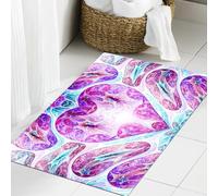 JHAOUNUK Alfombrilla de Baño Absorbente Antideslizante Lavable,Alfombra de Ducha con Respaldo de Goma para Baño,Bañera,Imagen abstracta. Corazón psicodélico, frío y misterioso. Geometría sagra,50x80cm