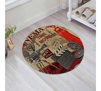JHAOUNUK Alfombrilla de Baño Absorbente Antideslizante Lavable,Alfombra de Ducha con Respaldo de Goma para Baño,Bañera,Cartel Retro de Cine.,60x60cm