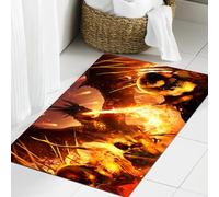 JHAOUNUK Alfombrilla de Baño Absorbente Antideslizante Lavable,Alfombra de Ducha con Respaldo de Goma para Baño,Bañera,Un furioso dragón negro destruye al ejército de los no muertos con un ali,50x80cm