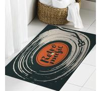 JHAOUNUK Alfombrilla de Baño Absorbente Antideslizante Lavable,Alfombra de Ducha con Respaldo de Goma para Baño,Bañera,Cartel de música vectorial en estilo retro en forma de cubierta negra des,50x80cm