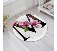JHAOUNUK Alfombrilla de Baño Absorbente Antideslizante Lavable,Alfombra de Ducha con Respaldo de Goma para Baño,Bañera,Letra M, Flores de Magnolia Que expresan dignidad y nobleza Flores en el,60x60cm