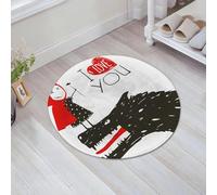 JHAOUNUK Alfombrilla de Baño Absorbente Antideslizante Lavable,Alfombra de Ducha con Respaldo de Goma para Baño,Bañera,Caperucita Roja le regala una flor al lobo negro. A Caperucita Roja le en,60x60cm