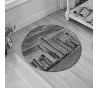 JHAOUNUK Alfombrilla de Baño Absorbente Antideslizante Lavable,Alfombra de Ducha con Respaldo de Goma para Baño,Bañera,Horizonte de Chicago, fotografía filtrada en blanco y negro de un paisaje,60x60cm