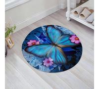JHAOUNUK Alfombrilla de Baño Absorbente Antideslizante Lavable,Alfombra de Ducha con Respaldo de Goma para Baño,Bañera,Enjambre de mariposas místicas en vuelo. Fondo azul. Fondo de pantalla pa,60x60cm