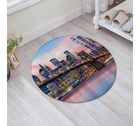 JHAOUNUK Alfombrilla de Baño Absorbente Antideslizante Lavable,Alfombra de Ducha con Respaldo de Goma para Baño,Bañera,El puente de Brooklyn y el horizonte del Bajo Manhattan bajo un atardecer,60x60cm