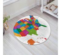 JHAOUNUK Alfombrilla de Baño Absorbente Antideslizante Lavable,Alfombra de Ducha con Respaldo de Goma para Baño,Bañera,Wanderlust, Mapa colorido de Estados Unidos con estados y capitales Washi,60x60cm