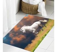 JHAOUNUK Alfombrilla de baño de secado rápido, absorbente para el hogar, parte inferior de goma antideslizante, fácil de limpiar, alfombrilla de ducha de baño, caballo andaluz con un majestuoso fondo