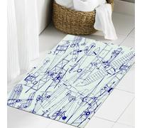 JHAOUNUK Alfombrilla de baño de secado rápido, absorbente para el hogar, parte inferior de goma antideslizante, fácil de limpiar, alfombrilla de ducha de baño, avión, dibujos de aviones antiguos