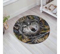 JHAOUNUK Alfombrilla de baño de secado rápido, absorbente para el hogar, parte inferior de goma antideslizante, fácil de limpiar, alfombrilla de ducha de baño, un lobo mirando hacia adelante a través