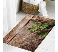 JHAOUNUK Evergreen Branch - Alfombra de baño (60 x 90 cm, ángulo de visión alto, con cuernos de ciervo contra rus), antideslizante, lavable, mullida, absorbente