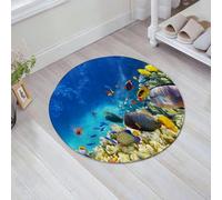 JHAOUNUK Tapete de baño de secado rápido, absorbente para el hogar, parte inferior de goma antideslizante, fácil de limpiar, tapete de ducha de baño, decoración del océano, hada bajo el agua con peces