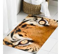 JHAOUNUK Tapete de baño de secado rápido, absorbente para el hogar, parte inferior de goma antideslizante, fácil de limpiar, tapete de ducha de baño, ojos de tigre, aspecto de cazador, abrigo de