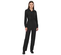 Jhaoyu Mono de trabajo para mujer, traje de trabajo largo, elástico, manga larga, camisa con botones, uniformes mecánicos, Negro , M
