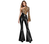 Jhaoyu Mujer Mono Disco Con Brillo Monos Los Años 70 Pantalones Anchos | Monosuit Estilo Disco Retro,Traje Salir A Una Fiesta Rave Festival,Ropa Fiestas Nocturnas En Clubes,Celebración,De Música