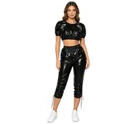 Jhaoyu Mujer Ropa Deportiva Trotar Conjunto Top Corto Y Pantalones Jogging Sudadera Conjuntos Sudadera Dos Piezas Traje Sauna Gimnasio Negro 3XL