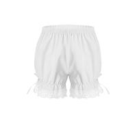 Jhaoyu Niños Niñas Algodón Encaje Bloomers Calabaza Shorts Ruffled Bloomers bajo el vestido Pantalones cortos de dormir Lolita Shorts, Blanco, 146-152