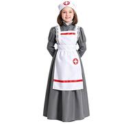 Jhaoyu Traje Revolucionario Niña Uniforme Enfermera Vintage Vestido Guerra Civil Clase De Baile Feria Medieval Gris 3-6 años